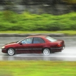 speeding on wet road